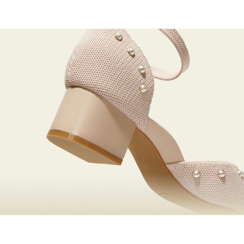 VIVAIA Galilea Ballet Blush Pearl Knit Pointed Toe Block Heel Pumps EU 41 US 9.5 - Picture 16 of 16